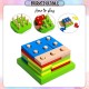 Little B House Wooden Puzzles Geometric Stacker Building Block Education Toy Mainan Montessori - BT148