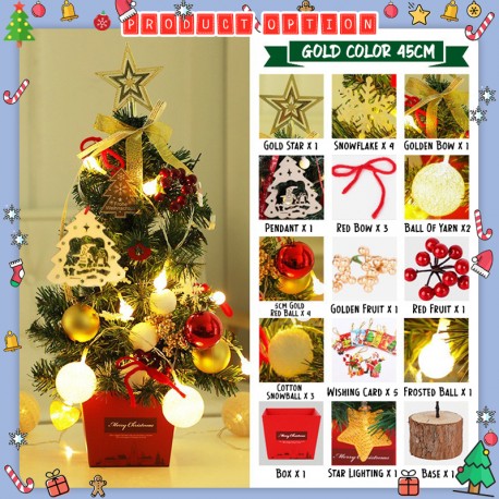 Little B House Table Mini Christmas Tree With Lights Ornaments Home Deco Set Pokok Krismas - XM10