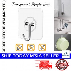 Little B House Transparent Magic Hook Free Punching Wall Hooks Without Nails Cangkuk Dinding - SO22