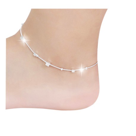 Little B House Simple Elegant Square Box Anklets Dainty Ankle Bracelet Cube Chain Anklet Bracelet Gelang Kaki -KT72
