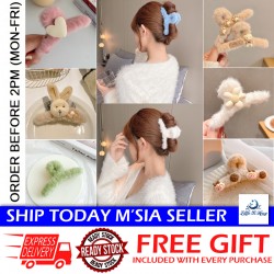 Little B House Fluffy Heart Hair Claw Clip Plush Hairpin Hair Claw Hair Accessories Klip Rambut - H74