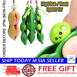 Little B House Fidget Toy Squeeze Peanut Stress Relief Squishy Pea Pod Bean Edamame Keychain Mainan Mini - BT340