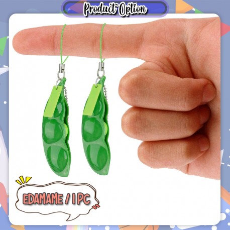 Little B House Fidget Toy Squeeze Peanut Stress Relief Squishy Pea Pod Bean Edamame Keychain Mainan Mini - BT340