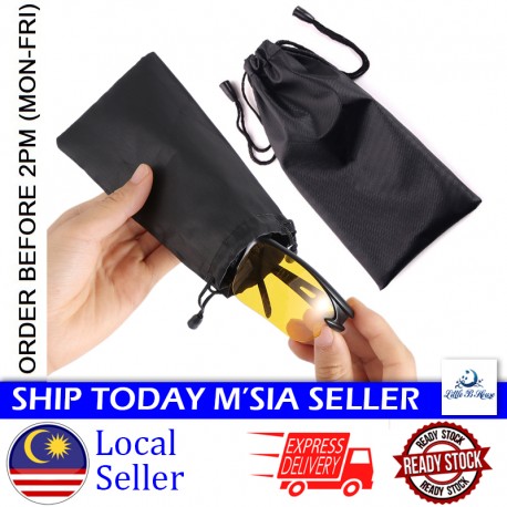Little B House Microfiber Cloth Sunglasses Bag Glasses Pouch Microfiber Pouch Bag Black Color Beg Cermin Mata - SP06