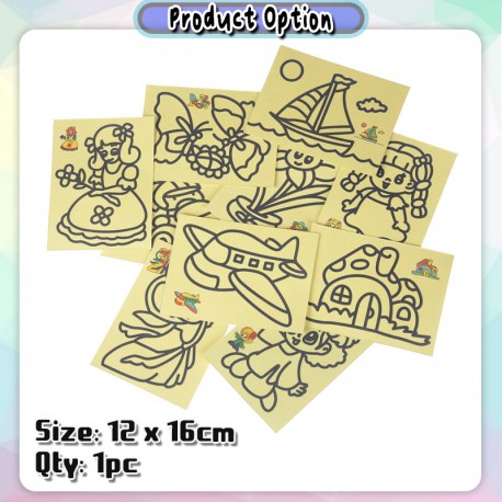 Little B House Sand Painting Pictures Drawing DIY Color Art Paper Kid Education Toy Lukisan Pasir - BT262