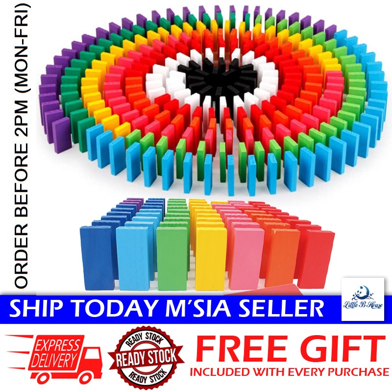 120Pcs/Set Colorful Dominoes Wooden Blocks Children Early Educational Play  Toy Domino Block