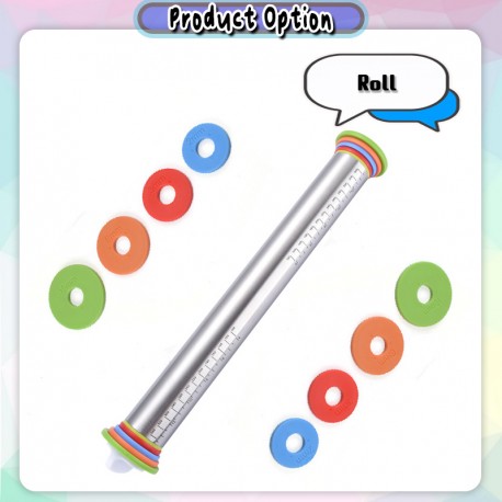 Little B House 17Inch Adjustable Stainless Steel Rolling Pin Mat Dough Roller Baking Tool 擀面杖 Penggelek Biskut - KW13