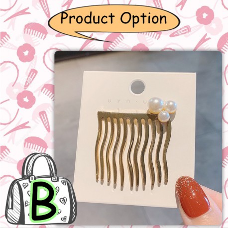 [Little B House]Korean Girls Metal Hair Comb Sweet Simple Golden Color Hairpin Pin Rambut -H48
