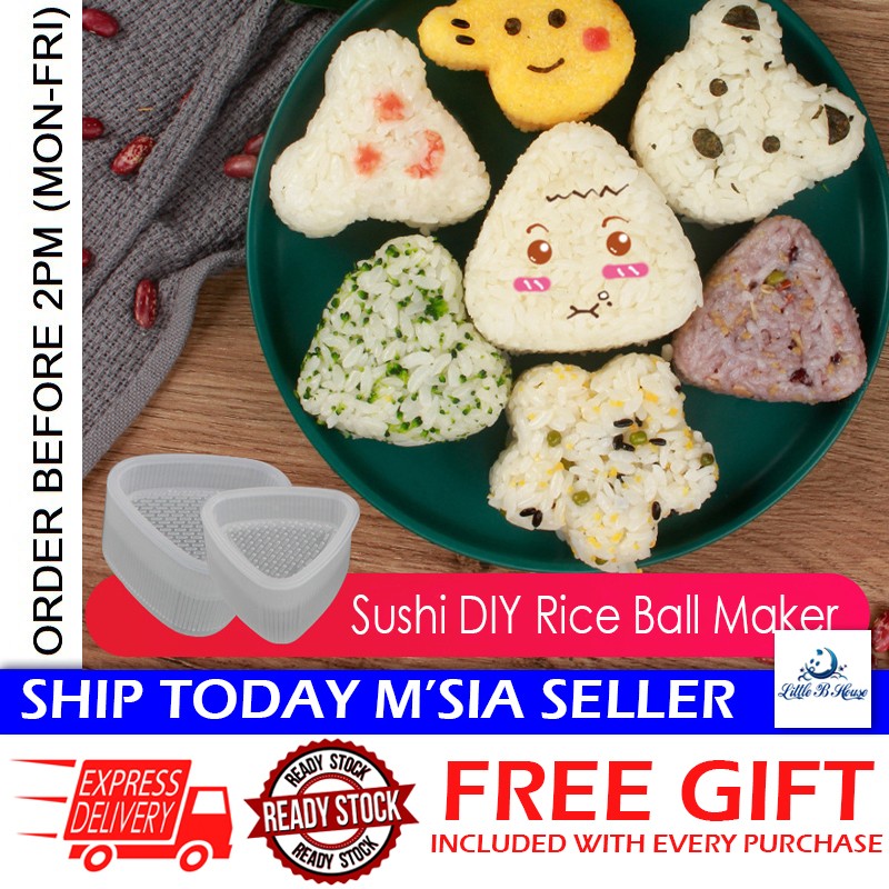 Triangle Sushi Mold Rice Ball Mold and Sushi Rice Shape Maker Sushi Mold  Maker Portable Triangle Rice Ball Mold with Spoon Press Sushi Maker Kitchen  Tools 
