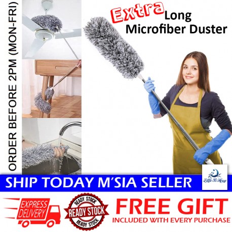 Little B House 280cm Extra Long Handle Extendable Bendable Microfiber Feather Duster Bulu Ayam Panjang -SO32
