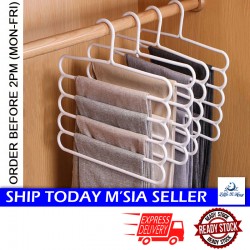 Little B House 5 Layers Hanger Towel Pants Clothes Scarf Tie Towel Holder Wardrobe Closet Penyangkut Tudung-SO30