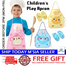 [Little B House] Cute Kids Apron For kids Waterproof Art Painting Apron With Arm Sleeves Apron Kanak Kanak - BB11