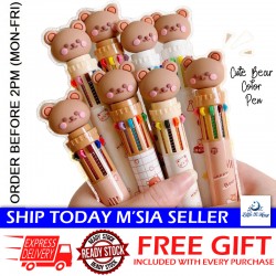 [Little B House] Cute Bear 10 Colors Ballpoint Pen Ball Pens Kids Stationery Gifts for Children Pen Comel - ST01