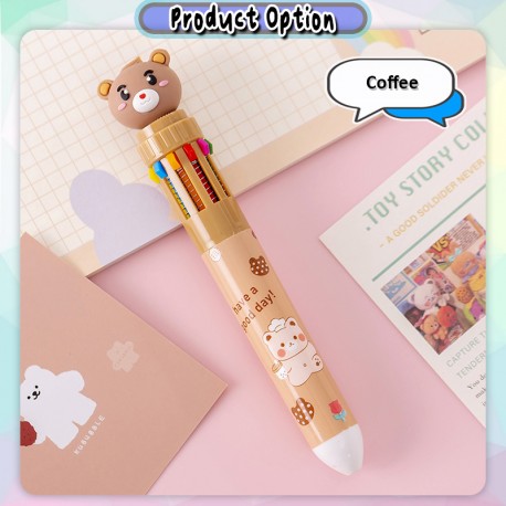 [Little B House] Cute Bear 10 Colors Ballpoint Pen Ball Pens Kids Stationery Gifts for Children Pen Comel - ST01