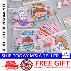 [Little B House] File Storage Bag Pen Zipper Transparent Pencil Bag Stationery PVC Pouch 拉链试笔袋 文具收纳袋 Beg Pensil -ST06