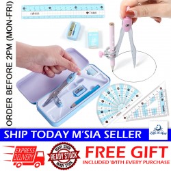 [Little B House] 8pcs Compass School Maths Geometry Protractor Triangle Ruler Stationery Set Jangka Lukis -ST10
