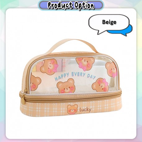 [Little B House] Double Layer Large Capacity Pencil Bag Stationery Cosmetic Makeup Storage Case Kotak Pensel - ST11