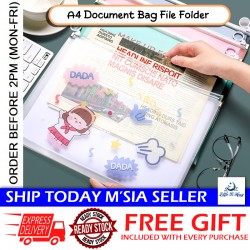 [Little B House] Cute A4 Size File Folder Zipper Bag School Storage Holder Organizer Stationery Fail Zip -ST15