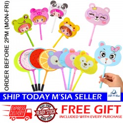 [Little B House] Cartoon Fan Shape Ballpoint Pen 0.5mm Gel Pen Student Writing Drawing Stationery 扇子圆珠笔 Kipas Pen - ST16