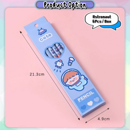 [Little B House] 6 pcs HB Pencil With Eraser Birthday Party Pack Stationary Set Pensel HB Alat Tulis Hadiah -ST21