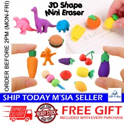 [Little B House] 4pcs 3D Mini Eraser Fruits Desserts Dinosaurs Vegetables Cakes Rubber Stationery Pemadam -ST24