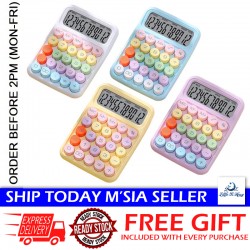 [Little B House] 12 Digits Large Display Candy Color Round Button Calculator Kalkulator -ST26