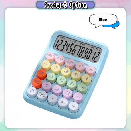[Little B House] 12 Digits Large Display Candy Color Round Button Calculator Kalkulator -ST26