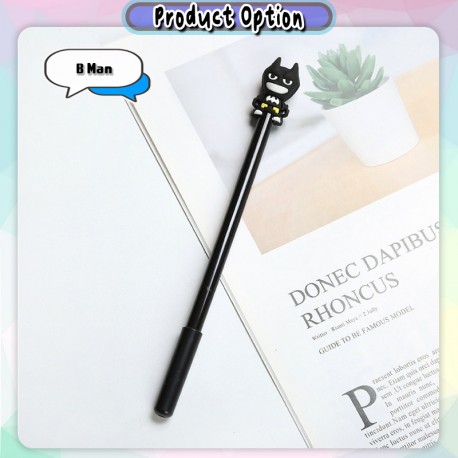 [Little B House] Superhero Pen 0.5mm Black Gel Ink Smooth Ball Pen School Student Pens Stationery Pen Hitam -ST31