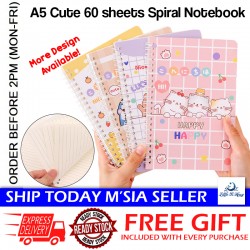[Little B House] A5 Notebook Cute 60 Sheets Spiral Notebook Journal Writing Diary A5 Notepad Buku Nota -ST43