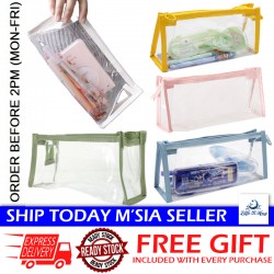[Little B House] Transparent Triangle Pencil Case Stationery Pouch Cosmetic Toiletries Bag Kotak Pensel -ST48