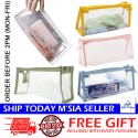 [Little B House] Transparent Triangle Pencil Case Stationery Pouch Cosmetic Toiletries Bag Kotak Pensel -ST48