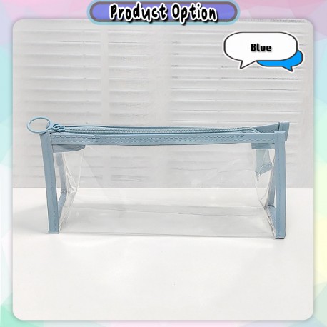 [Little B House] Transparent Triangle Pencil Case Stationery Pouch Cosmetic Toiletries Bag Kotak Pensel -ST48