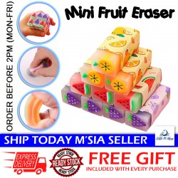 [Little B House] Soft Rubber Eraser Fruit Pattern Cute Mini Eraser Stationery Kids Party Gifts School Pemadam -ST52
