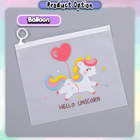 [Little B House] Unicorn Ring Zipper Bag PVC File Bag Zipper Waterproof Pencil Case Stationery Bag Beg Pensil -ST55