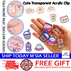 [Little B House] Cute Stationery Acrylic Clip Note Clip Cartoon Paper Clips 可爱 文件夹子 Klip Kertas Cute -ST60