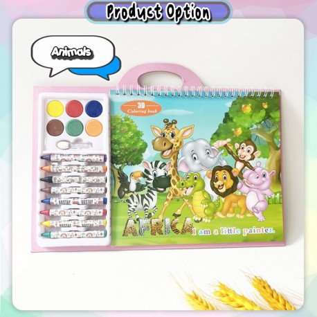 [Little B House] Kids Painting Book Kid Colouring Book Set Gouache Crayon Painting Doodle Book 儿童涂鸦画本 Buku Mewarna -ST61