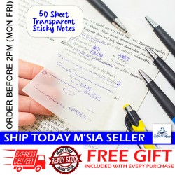[Little B House] 50 Sheets Transparent Note Sticky Memo Pad Clear Post-it Notes Stick On Notes Kertas Nota -ST67