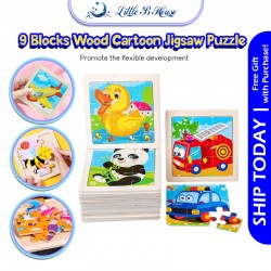 [Little B House] Wooden 9pcs Jigsaw Puzzle Mini Early Learning Toys Education Montessori Toys 木制拼图 -BT352