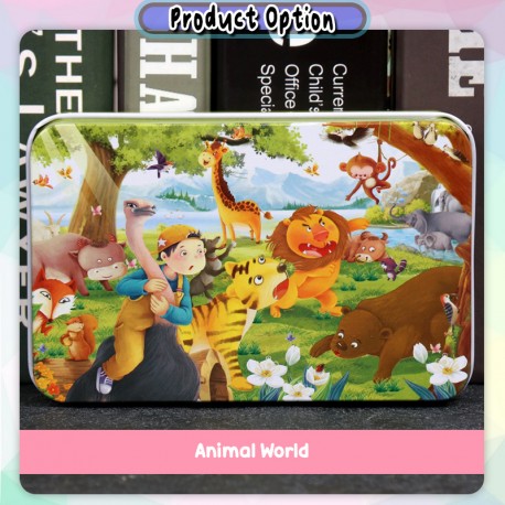 [Little B House] 60Pcs Wooden Cartoon Puzzles For Kids With Box Educational Gift For Kids 儿童拼图 Puzzle Kayu -BT435