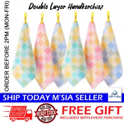 [Little B House] Dual Layer Gauze Kids Handkerchief Ultra Soft Baby Plaid Towel 宝宝口水巾 Tuala Kecil Bayi -BA27