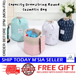 [Little B House]3pcs Set Barrel Drawstring Toiletry Bag Waterproof Cosmetic Cylinder Storage Bag 圆筒收纳袋 Beg Simpanan-MU30