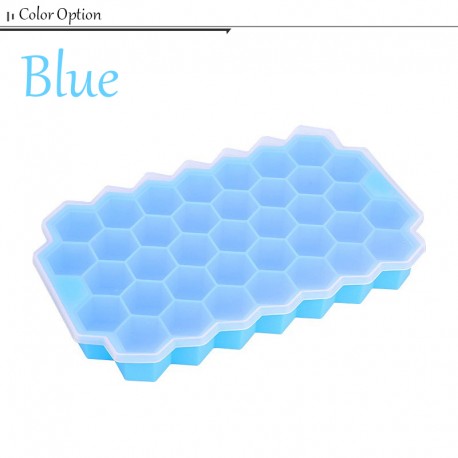 [Little B House] 37 Cell Honeycomb Shape Ice Cube Mold Food Grade Silicone with Lid