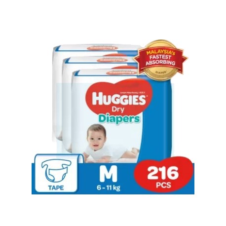 Huggies Dry Diapers (M72 x 3) Super Jumbo Pack