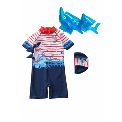 Little Two Kids Swimwear Shark Design & Sleeve Arm Ring Shark (1y-6y)