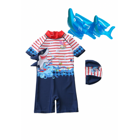 Little Two Kids Swimwear Shark Design & Sleeve Arm Ring Shark (1y-6y)