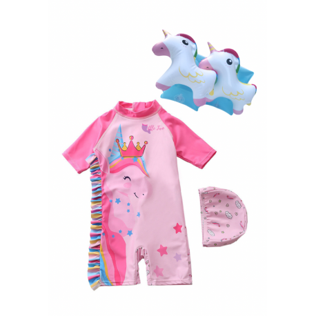 Little Two Kids Swimwear Unicorn Design & Sleeve Arm Ring Unicorn (1y-6y)