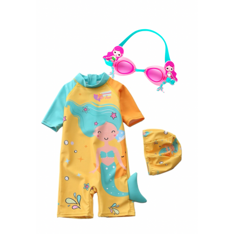 Little Two Kids Swimwear Mermaid Design + Goggle Mermaid ( 1y-6y )