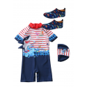 Little Two Kids Swimwear Shark Design + Non Slip Shoes (1y-6y)