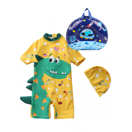 Little Two Kids Swimwear Dinosour Design & Bag (1y-6y)