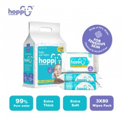 Hoppi Premium Baby Wet Wipes for Sensitive Skin (240 Wipes)